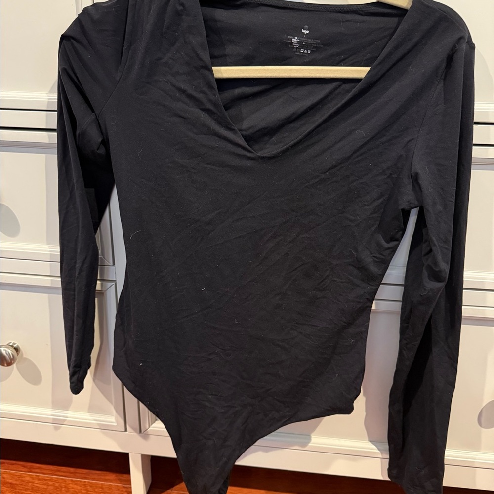 Lug Black V-Neck Long Sleeve Bodysuit